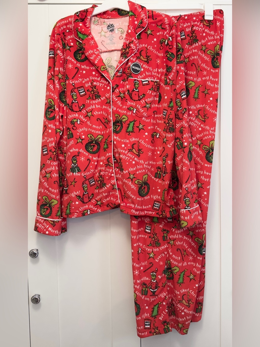 Red Grinch Christmas Holiday Pajamas Women’s Sz XL NEW!